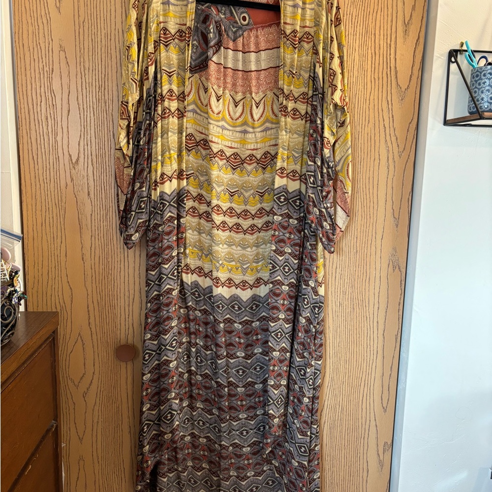 Tysa Multicolor Patterned Duster Length Kimono - image 1